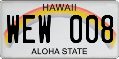 HI license plate WEW008