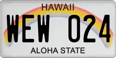 HI license plate WEW024