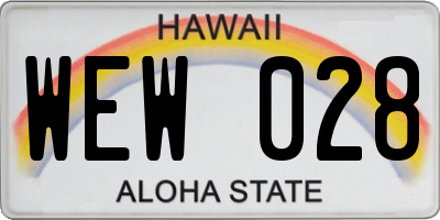 HI license plate WEW028