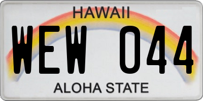 HI license plate WEW044