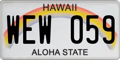 HI license plate WEW059