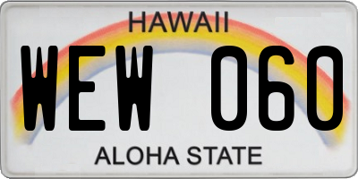 HI license plate WEW060