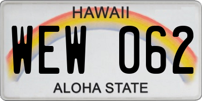 HI license plate WEW062