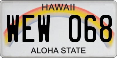 HI license plate WEW068
