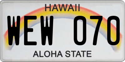 HI license plate WEW070