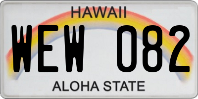 HI license plate WEW082
