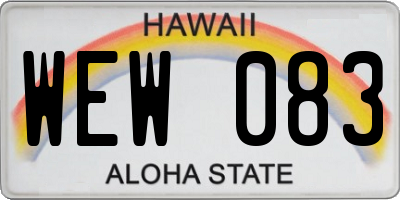 HI license plate WEW083