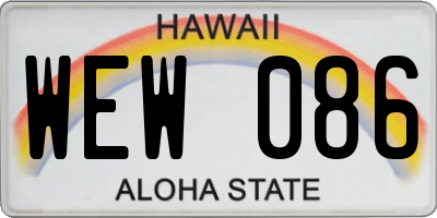 HI license plate WEW086