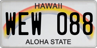 HI license plate WEW088