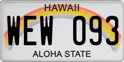 HI license plate WEW093