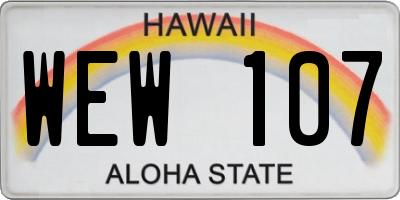 HI license plate WEW107