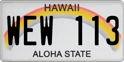 HI license plate WEW113