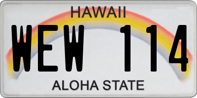 HI license plate WEW114