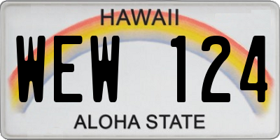 HI license plate WEW124