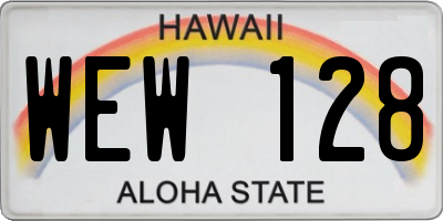 HI license plate WEW128