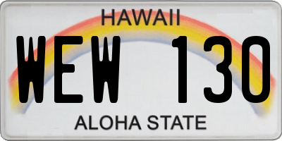 HI license plate WEW130