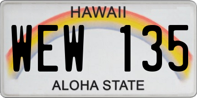 HI license plate WEW135