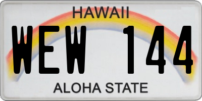 HI license plate WEW144