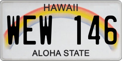 HI license plate WEW146