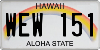 HI license plate WEW151
