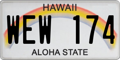 HI license plate WEW174