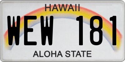 HI license plate WEW181
