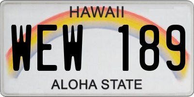 HI license plate WEW189
