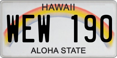 HI license plate WEW190