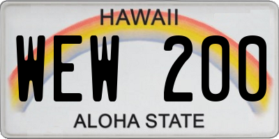 HI license plate WEW200