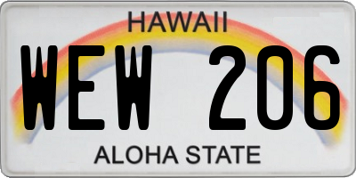 HI license plate WEW206