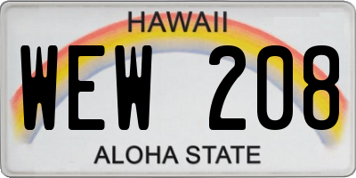 HI license plate WEW208