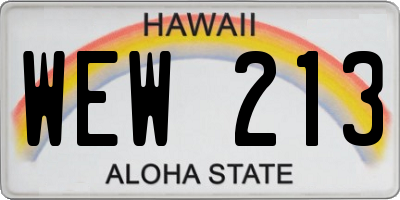 HI license plate WEW213