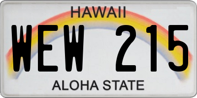 HI license plate WEW215