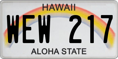 HI license plate WEW217