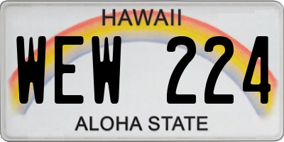 HI license plate WEW224