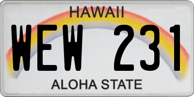 HI license plate WEW231