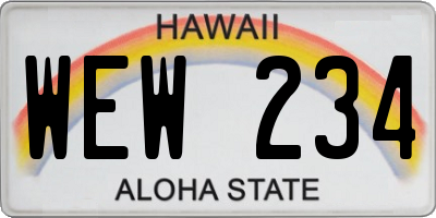 HI license plate WEW234