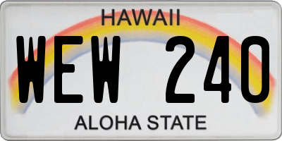 HI license plate WEW240