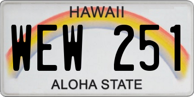 HI license plate WEW251