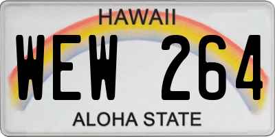 HI license plate WEW264