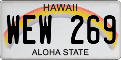 HI license plate WEW269