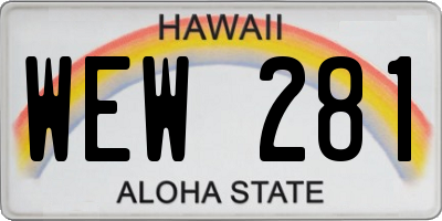 HI license plate WEW281