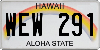 HI license plate WEW291