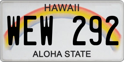 HI license plate WEW292