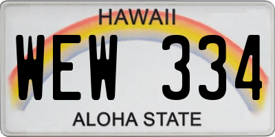 HI license plate WEW334