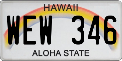 HI license plate WEW346