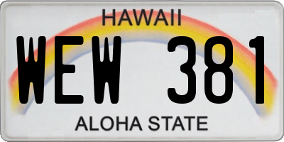 HI license plate WEW381