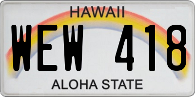 HI license plate WEW418