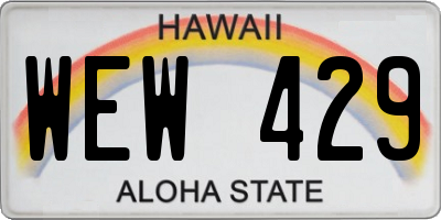 HI license plate WEW429