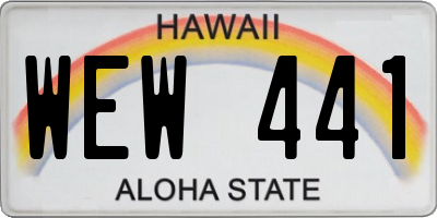 HI license plate WEW441